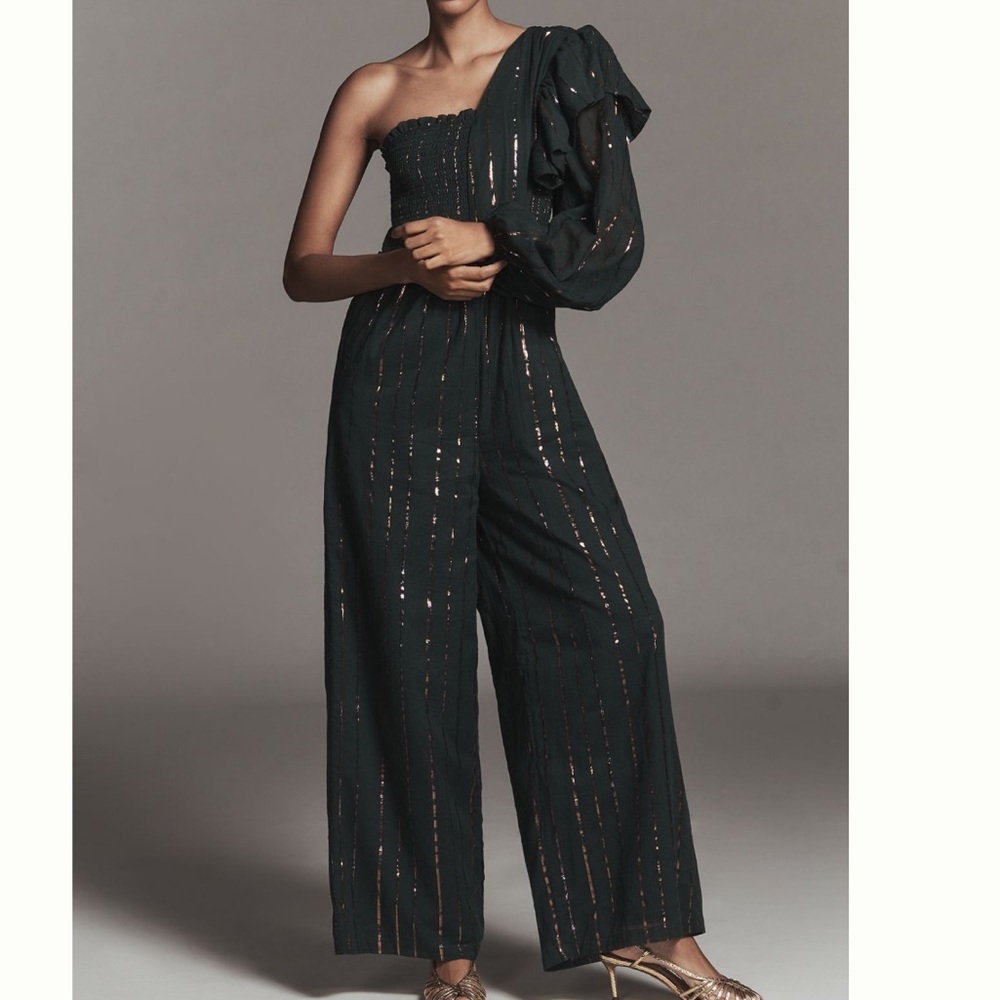 FARM RIO X ANTHROPOLOGIE ONE-SHOULDER STRIPE Jumpsuit New outfit